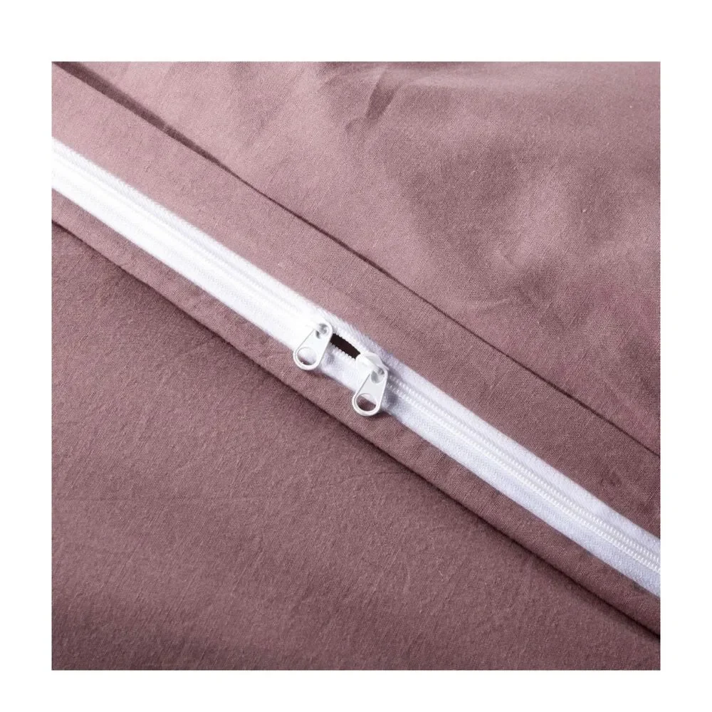 Queen Burgundy 100% Washed Cotton 3 Piece Luxury Duvet Cover Set
